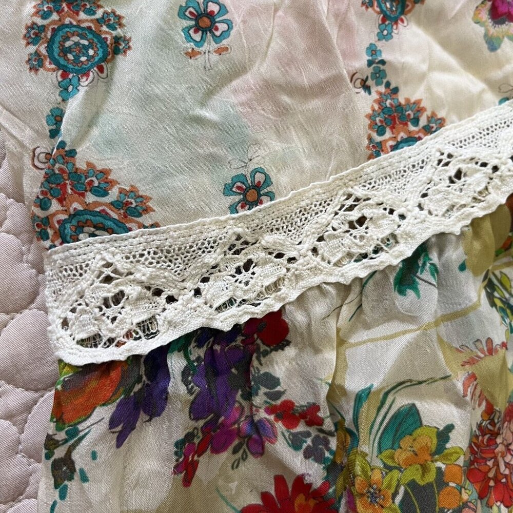 $445 NWOT Johnny Was MILANA Lace Trim FLORAL Maxi Dress Women Size S Long Sleeve - Picture 15 of 16